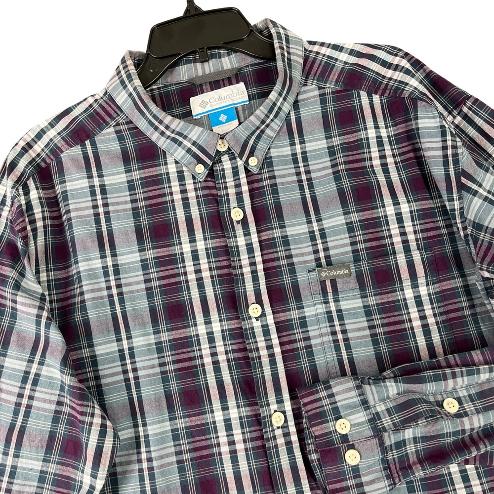 Columbia Rapid Rivers‎ Plaid Button Down Shirt Stretch XXL Men Gorpcore Casual